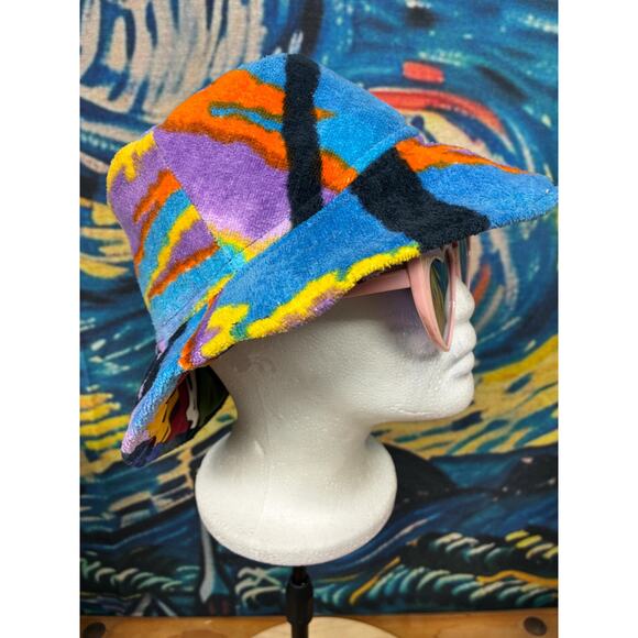 Handmade Upcycled Terry Cloth Bucket Hat | Cotton Lined Small Sun Hat